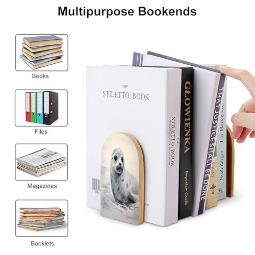 Sujetalibros de madera antideslizante para evitar la caída de libros pesados 4