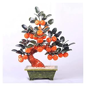 FMOGG Bonsai Boom Kleine Kunstmatige Bonsai Boom Natuurlijke Jade Oranje Boom Bonsai voor Thuis Indoor Decoratie Kantoor…