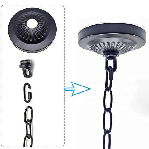 Ecudis Light Fixture Canopy Kit, 5 Inches Diameter And 6 Feet Chain Includes Mounting Hardware For Chandelier Or Swag Light Fixtures,Black #TOP3