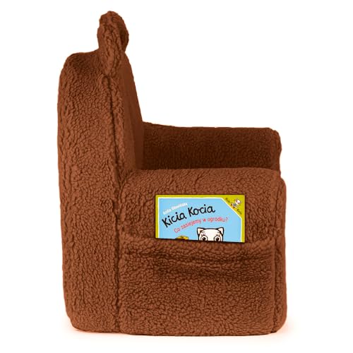 Flumi Personalisierte Kindersessel – Babysessel - Kindersitz fur Kinderzimmer Spielzimmer – Sessel mit Gravur Kindername (Lammfell schokobraunes)