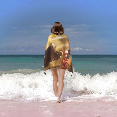 VANZEV Bear Beach Towel 31inx51in, Patriotic Sand-Free Microfiber Bath Towel Ultra Soft Quick Dry Pool Towel Absorbent Towel Lightweight Towel for Swimming Bathroom Decor - Image 5