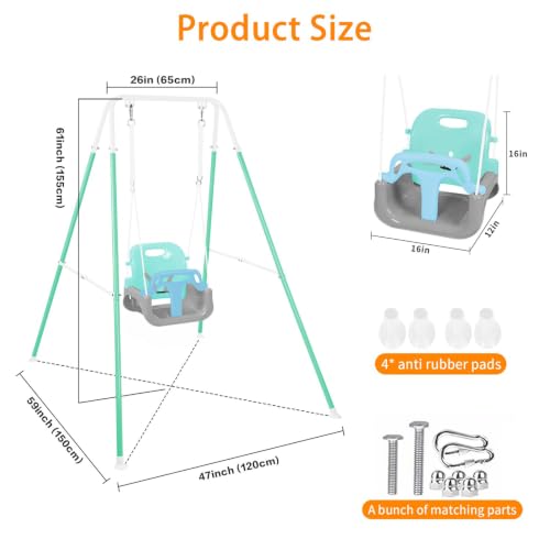 Image of 3-in-1 Toddler Swing Set, Foldable Baby Swing with Stand