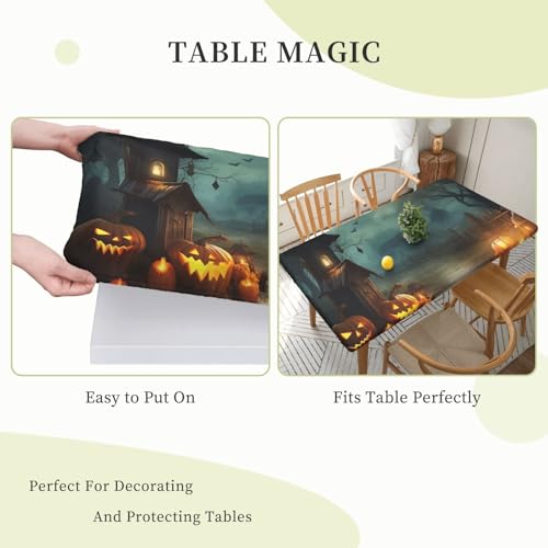 Nappe Halloween élastique pour table rectangle de jardin et repas de fête - 5