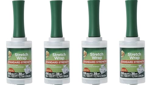 Image of Duck Brand Stretch Wrap Roll, Clear, 5 inches by 1000 feet, 285849, Set of 4
