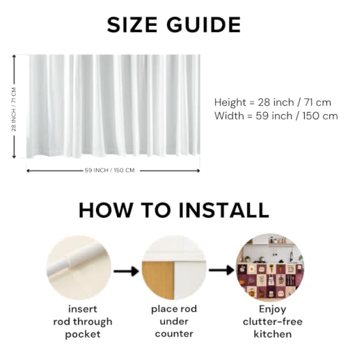 Image of Kitchen Curtains for Sink | Premium Printed Under-Sink Skirt for Kitchen Counter | Washable & Dustproof Rod Pocket Curtain | Home & Cooking Theme Decor (150cm x 70cm) (Purple Kitli)