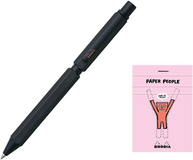 Rodia Multi-functional Pen, Script Multi Pen, Black, Ballpoint Pen, Oil-based, 0.02 inch (0.5 mm), 2 Colors (Black and Red) & Mechanical Pencil, 0.02 inch (0.5 mm), Aluminum Body, Hairline Processing