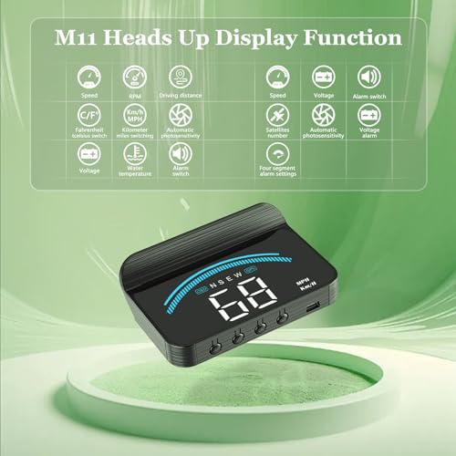 image for AZIJYV Heads Up Display for Cars M11,Universal OBD+GPS Digital Speedom
