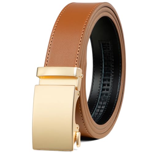 Image of Founders & C Men's Ratchet Belt 1 3 /8 inch,Leather Dress Belt Adjustable with Click Sliding Buckle Trim to Exact Fit