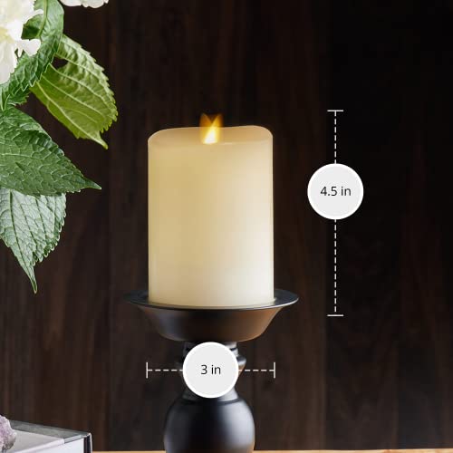 Image of Luminara Realistic Artificial Moving Flame Pillar Candle - Moving Flame LED Battery Operated Lights - Unscented - Remote Ready - Remote Sold Separately - Ivory - 3 inch x 4.5 inch (Pack of 3)