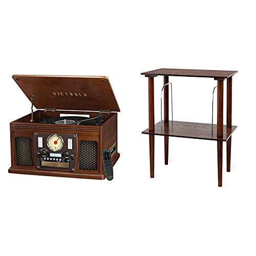 Victrola VTA-600B-ESP Navigator 8-in-1 Classic Bluetooth Record Player with USB Encoding and 3-Speed Turntable, Brown 