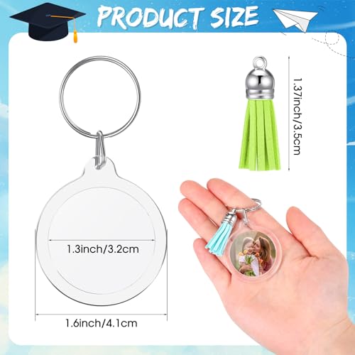 Image of Yaomiao Acrylic Photo Keychain with Tassel Clear Blank Custom Keychain Frame Holder Insert Picture Keyring Making Kit