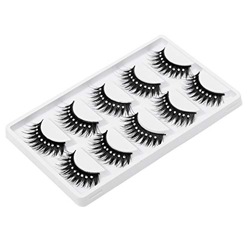 shlutesoy False Eyelashes & Adhesives Shiny Rhinestone Fiber False Eyelashes Thick Long Natural Lashes Extensions 1