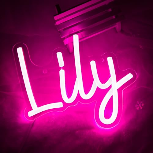 Image of Lily Name Neon Sign for Wall Decor,LED Lily Name Neon Light for Kids Bedroom,Birthday Party Decoration,Neon Sign Lily for Wall Decor,Lily Birthday Decor for Girl,Size 9 * 6.7 inch(JTLD011-08)