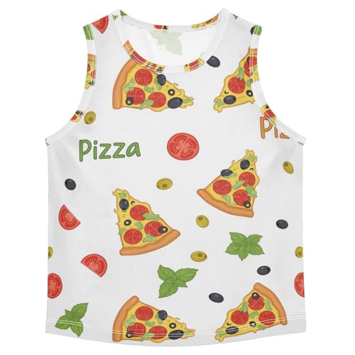 J JOYSAY Cartoon Tomato Pizza Boys Tank Top Sleeveless Muscle Shirts Quick Dry Active Sport Workout Kids T-Shirts 3-15T