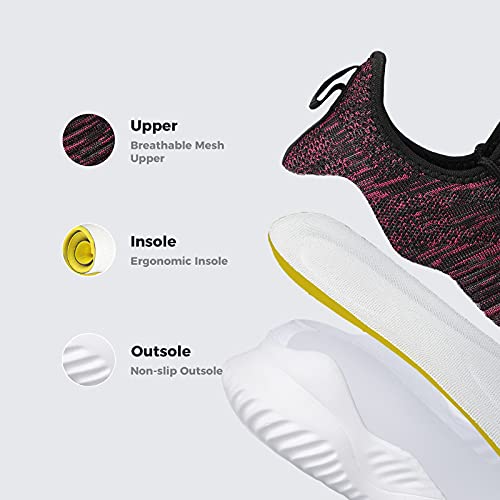 Image of Flysocks Slip On Sneakers for Women-Non Slip Gym Sports Shoes Lightweight Comfortable Walking Tennis Shoes, B- Black Pink Mix, 9