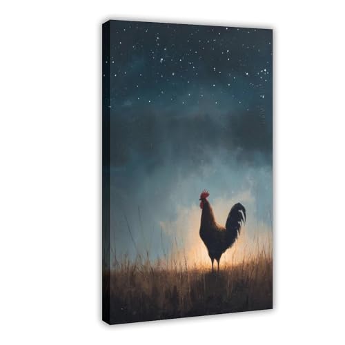Toile coq étoilé 30x45cm idée cadeau déco originale chambre