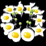 Fried Egg Mold Ring Set of 10 - Stainless Steel Non-Stick Egg Shaper Ring