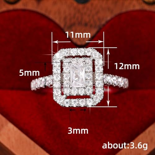 White Gold Plated White Cubic Zirconia Hollow Rectangle Engagement Rings Wedding Bridal Band Promise Rings Evening Parties Anniversary Valentine's Day Gifts Eternity Bands for Women2