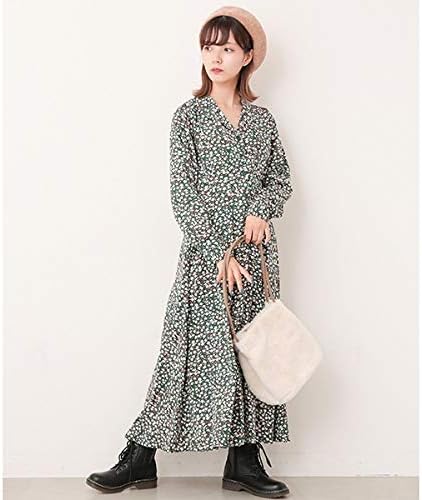 Amazon Co Jp レイカズン Ray Cassin 花柄開襟長袖ワンピース 06グリーン Free 服 ファッション小物
