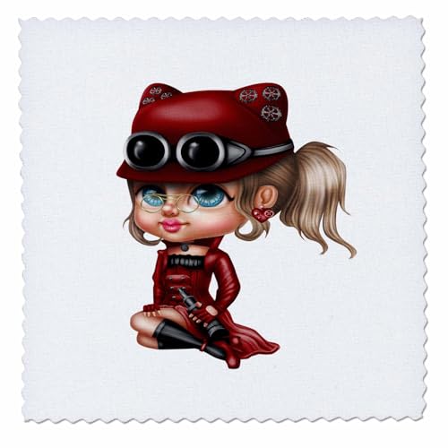 18x18 inch Quilt Square - Glam Steampunk Girl Illustration Illustrations