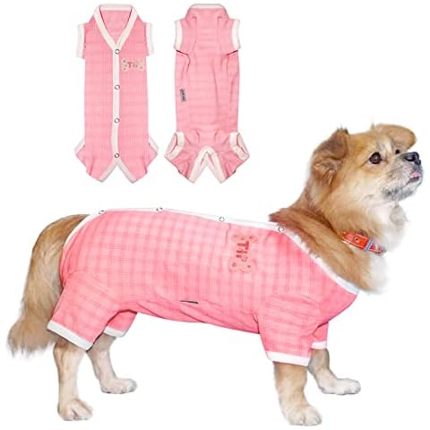 TONY HOBY Dog Pajamas, Dog Jumpsuit, Dog Recovery Suit After Surgery for Small Medium Dog (Pink, Girl, XS) Cover