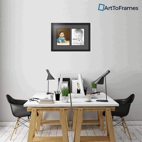ArtToFrames Collage Photo Frame Double Mat with 2 - 8.5x11 Openings and Satin Black Frame
