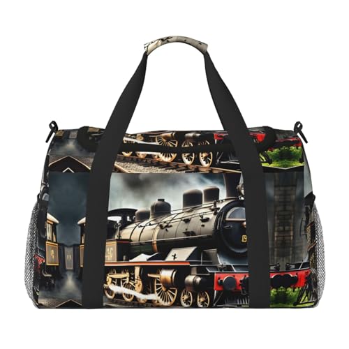 Sac de sport cabine avec imprimé locomotive à vapeur pour train et fitness