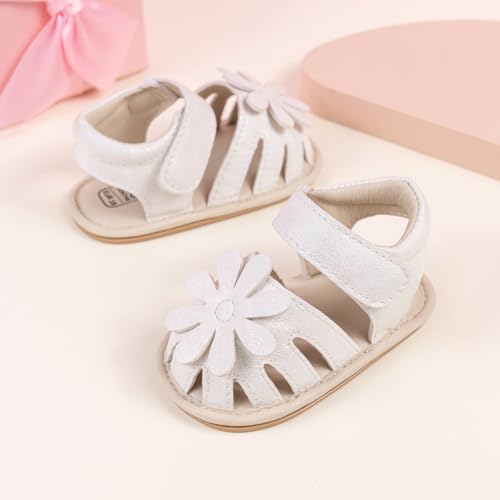 Image of HsdsBebe Baby Girls Sandals Bohemia Flower Bow Soft Sole Toddler First Walkers Beach Summer Shoes