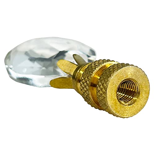 Image of Royal Designs, Inc. Pear Shaped K9 Crystal Clear Finial for Lamp Shade, Polished Brass Base - Pack of 1