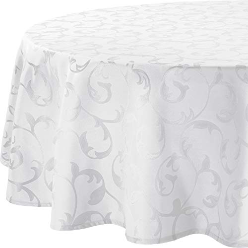 Erwin Müller Tischdecke Greven abwaschbar weiß Größe oval: 140x190 cm
