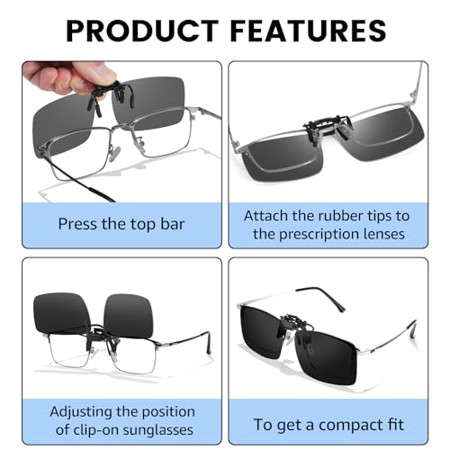 Trysee Clip on Sunglasses Over Prescription Glasses Polarized Flip Up Anti Glare Sunglasses UV400 Protection TS-CO-8014