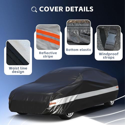 Image of 10 Layers Coupe Car Cover Waterproof Breathable,100% Waterproof Outdoor Car Covers Custom Fit for Jaguar F type, Audi TT, BMW Z4, Nissan 370z, Porsche 718 Cayman, Audi A3 Saloon,etc Black