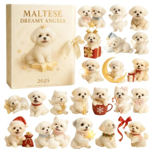 2025 Weihnachts-Adventskalender, Anhänger aus Acryl, 2D, Hunde-Dekoration, für Partys – für drinnen und draußen, Erwachsene, Tierliebhaber