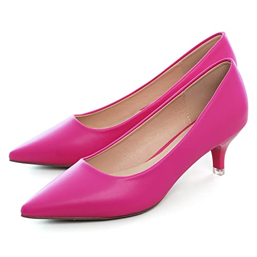 Image of Women's Low Kitten Heel Pumps Classic Fashion Dress Pumps Simple Heeled Shoes for Office Work