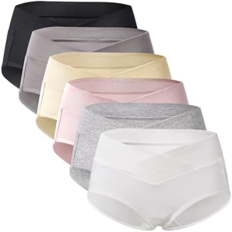 Mama Cotton Women's Under The Bump Maternity Panties Pregnancy Postpartum Maternity Underwear (Color-Multicolor-A 6 Pack, Size-XL)