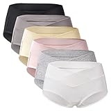 Mama Cotton Women's Under The Bump Maternity Panties Pregnancy Postpartum Maternity Underwear (Color-Multicolor-A 6 Pack, Size-M)