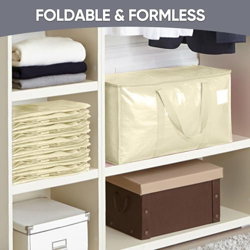 TICONN 8 Pack Extra Large Moving Bags Heavy Duty with Zippers & Carrying Handles, Durable Storage Bags Moving Boxes for Closet Organizers and Storage (8 Pack, Cream) by TICONN - Used condition - Image 8