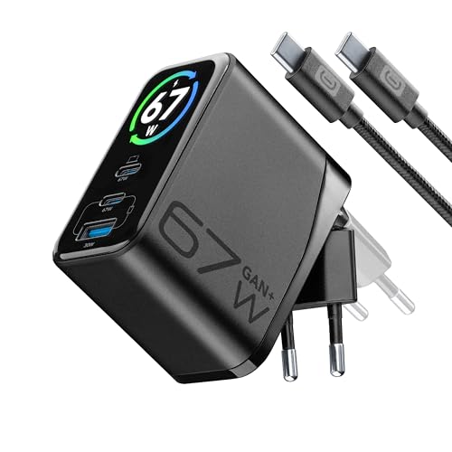 Cargador de Red 67W con Pantalla TFT Cellularline PowerView IQ Diseñado para Alta Gama