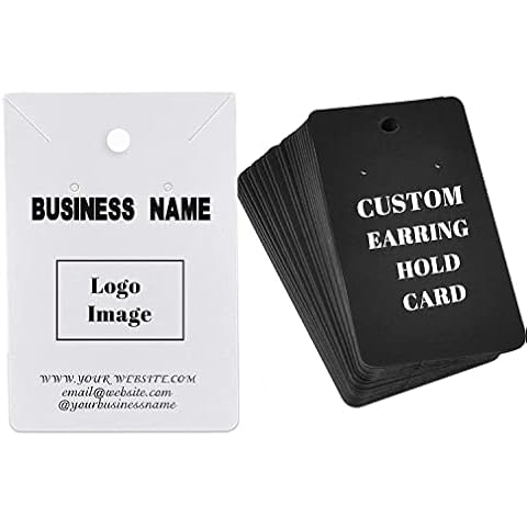 COQOFA 200 pcs 500 pcs Custom Earring Cards Earring Holder Cards with Logo,Text,Image Personized Printed Jewelry Hanging Earring Cards 2.4X3.5 IN Cover