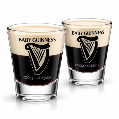The Spice Specialist Baby Guinness Shot Glasses by Cocky Cocktails (2 Pack Clear)