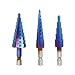JelBo Titanium Coated Step Drill Bit Set, HSS Hex Shank Metal Multiple Hole Step Drill Bit Kit with Impact Driver for DIY Woodworking, Metal, Plastic(3Pcs/Set 3-12/4-12/4-20mm)
