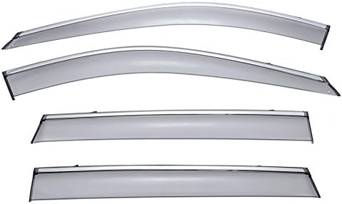 WellVisors Window Visors Wind Deflectors Compatible with Nissan 2014-2020 Rogue with Chrome Trim Rain Guards 3-847NS009