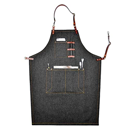 Grembiule da barista per uomo Grembiule in denim per donna Grembiule Jean per parrucchiere senza maniche con tasche per fiorista barbecue