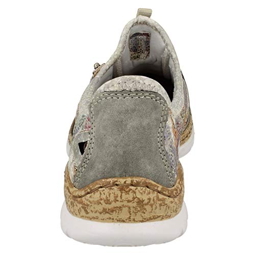 Image of Rieker N42V1 Nikita Women's Sneakers - Lightweight Walking Slip-On Sneakers with Floral Design, Elastic Bungee Lacing & Cushioned Durable Sole for Comfort