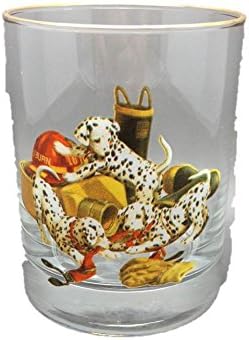 Dalmatian Firefighter Theme Old Fashion Highball Cocktail Glasses Set of 4