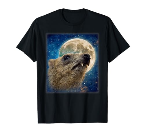 Funny Rock Hyrax con La Luna Meme Camiseta