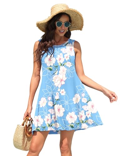Image of WEACZZY Women Summer Casual Swing T Shirt Dresses Beach Cover up Loose Dress