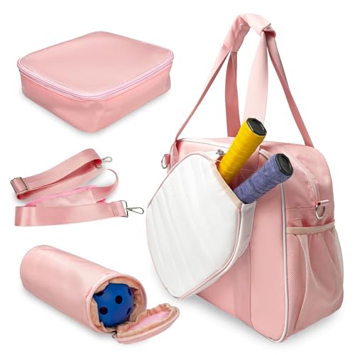 SSZYace Pickleball Tote Bag for Women & Men, Large Capacity Design Holds 2 Pickleball Paddles, External Pickleball Ball Bag and Adjustable Shoulder Strap Fence Hook, Insulated Drink Holder - Image 4