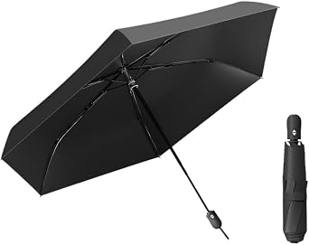 Compact Travel Umbrella - Mini Umbrella for Purse, Small Lightweight & Tiny Design Perfect for Parasol Outdoor Sun & Rain Umbrellas Black