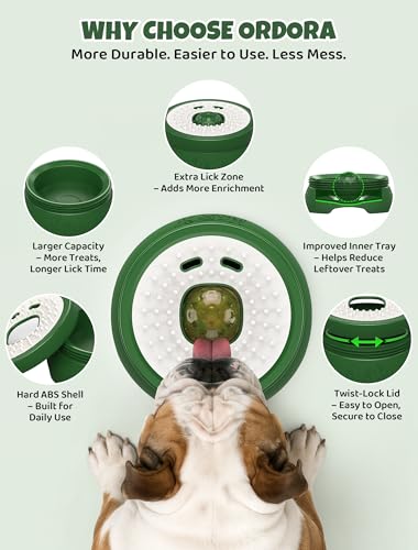 Dog Lick Bowl with Ball: ORDORA 2-in-1 Slow Feeder Dog Licking Bowl for Liquid & Thick Treat (Yogurt, Bone Broth & Supplements) - Anxiety Relief Dog Enrichment Lick Toys for Large Medium Small Dogs — view 5